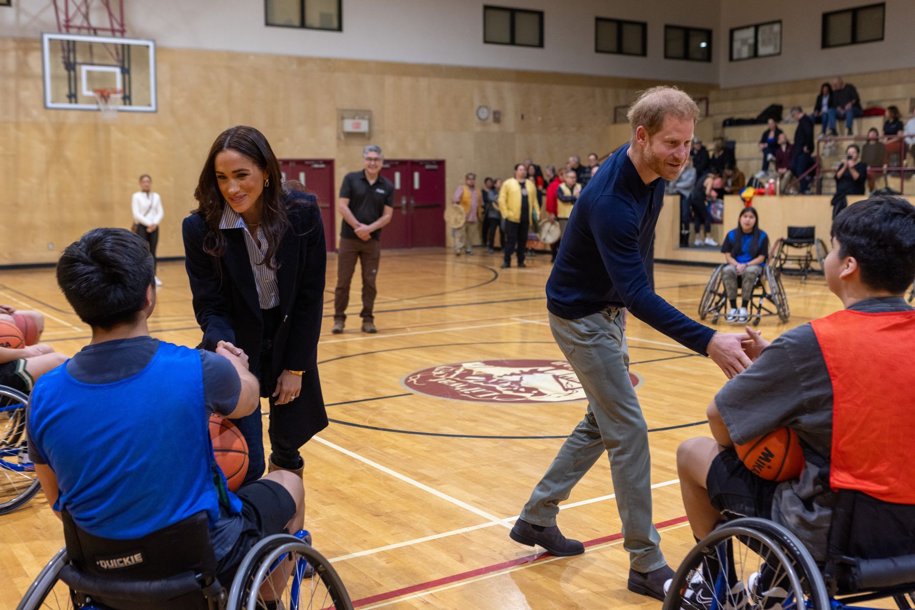 The Duke and Duchess of Sussex watching wheelchair basketball in Mount Currie