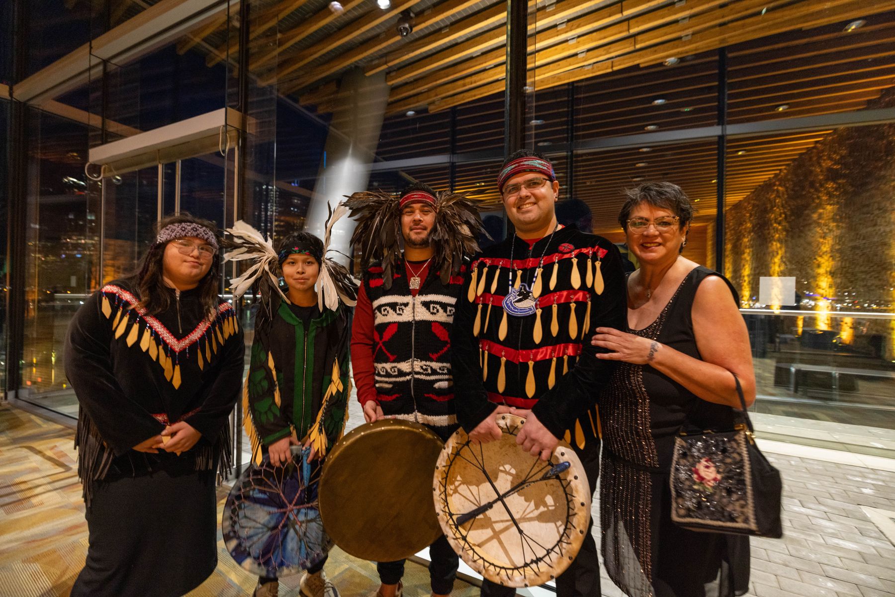 Indigenous drummers performing at the Evening with the First Nations in Whistler