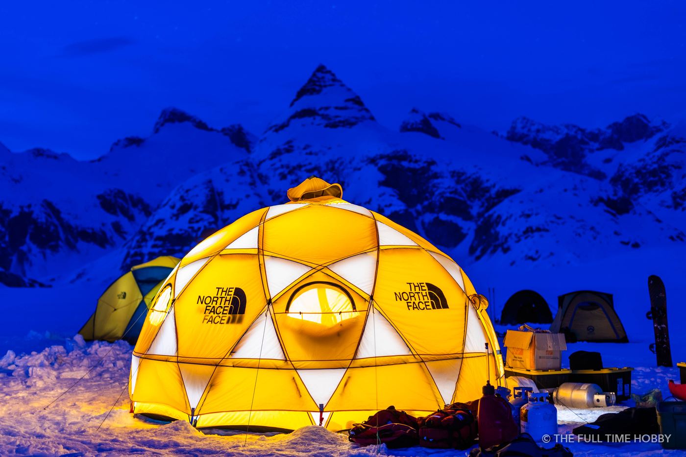 Glowing Dome Camp at Night, Alaska