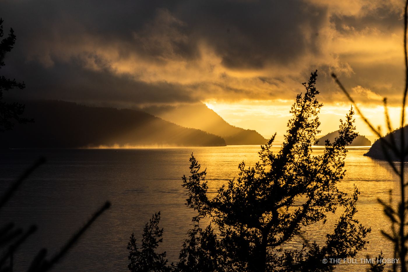 Golden Sunset Over the Lake, Howe Sound, BC