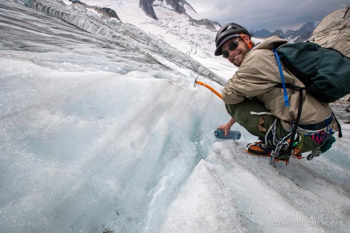 Ice Screw on the Glacier, Bugaboo Provincial Park, BC