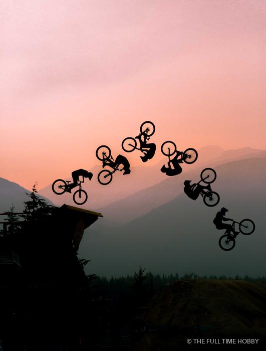 Backflip Sequence at Sunset, Whistler area, BC