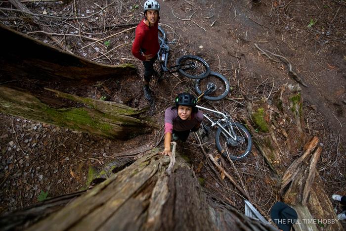 Riders on a Log Bridge, Whistler, Pemberton and Squamish, BC