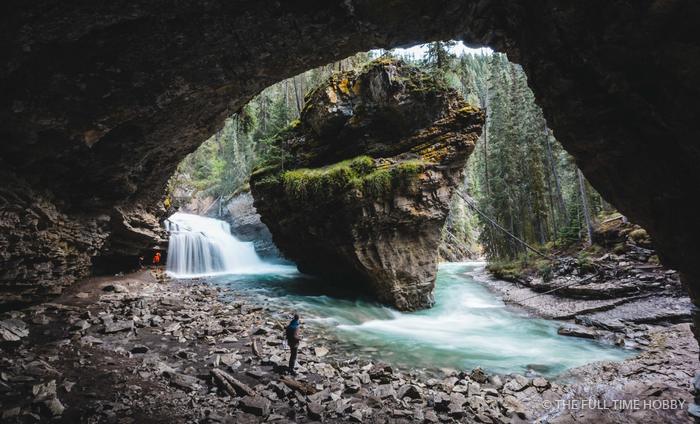 Rock Arch and Waterfall, Johnston Canyon, Banff National Park, AB