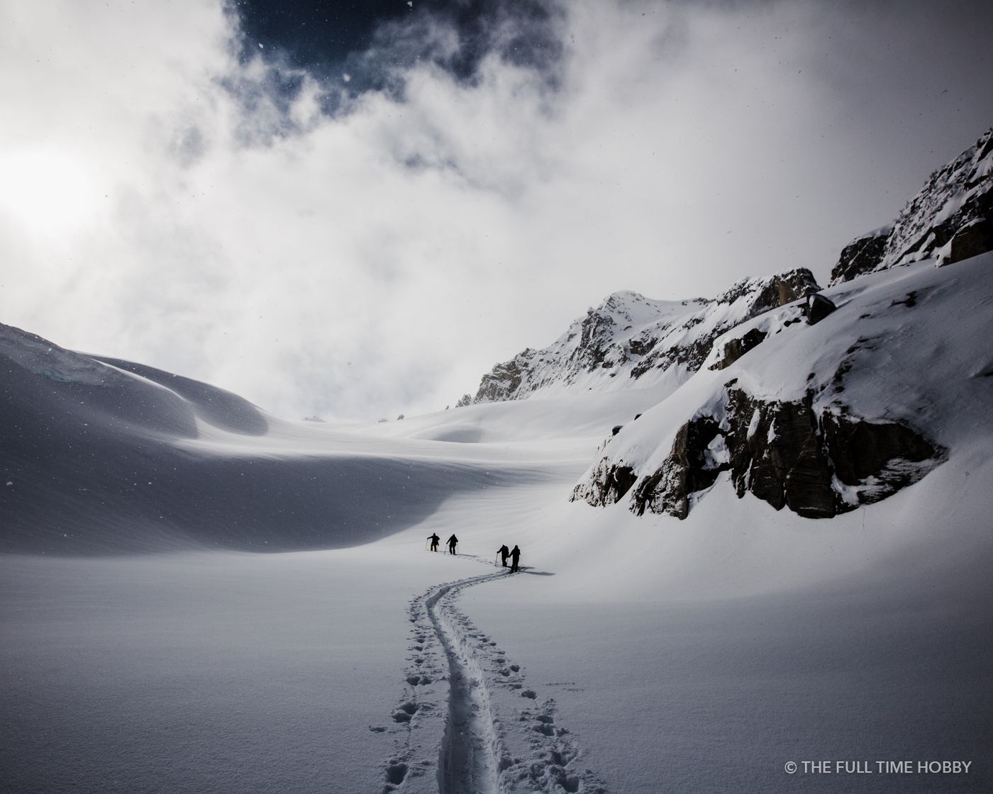 Ski Tourers Toward the Peak, Duffey Lake Provincial Park, BC