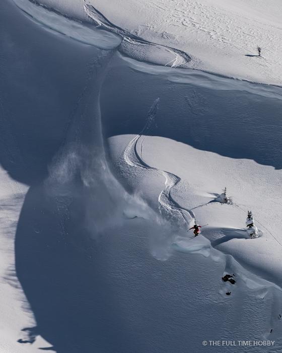 Skier Track on a Wind Lip, Stellar Heli Skiing, BC